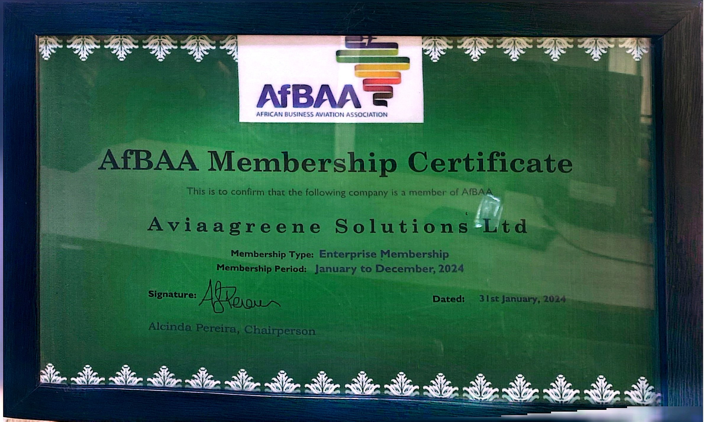 AFBAA Certificate