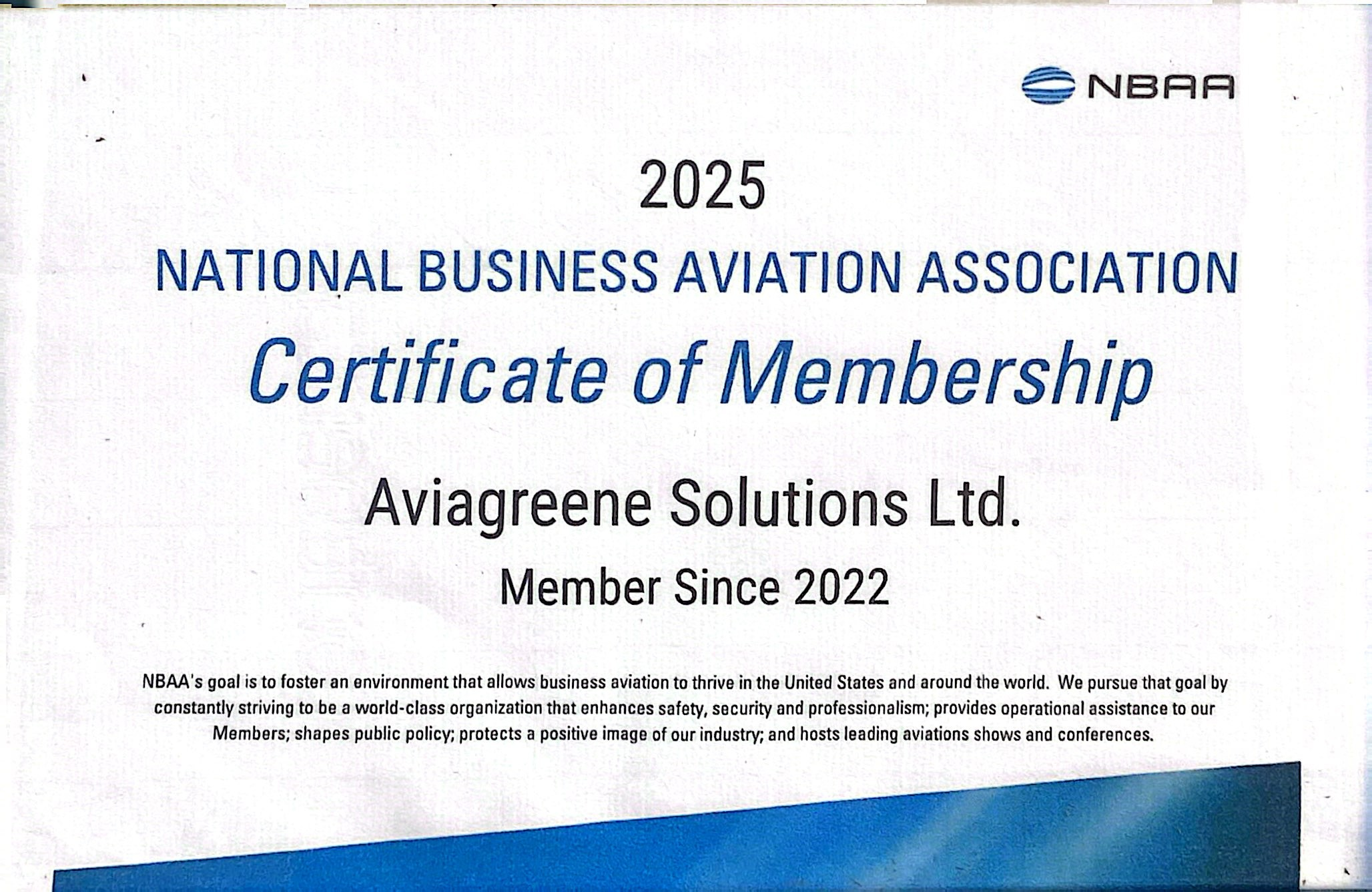 NBAA Certificate